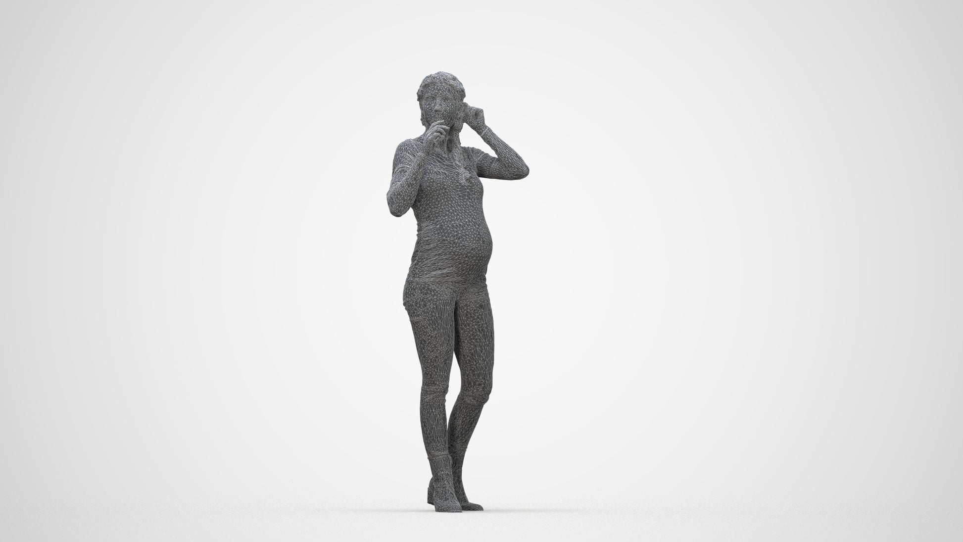realistic 3D human woman casual walking, archviz people FBX OBJ for Blender, wireframe back view