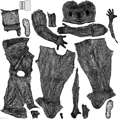 realistic 3D boy casual kids, scanned archviz people for Blender and 3ds Max, wireframe top-down view