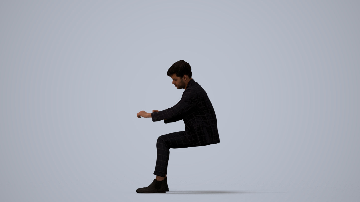 scanned 3D man business, photogrammetry people for Enscape and V-Ray, three-quarter view render