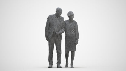 realistic 3D people senior woman business couple, render-ready for V-Ray and Corona, FBX OBJ, three-quarter front view render