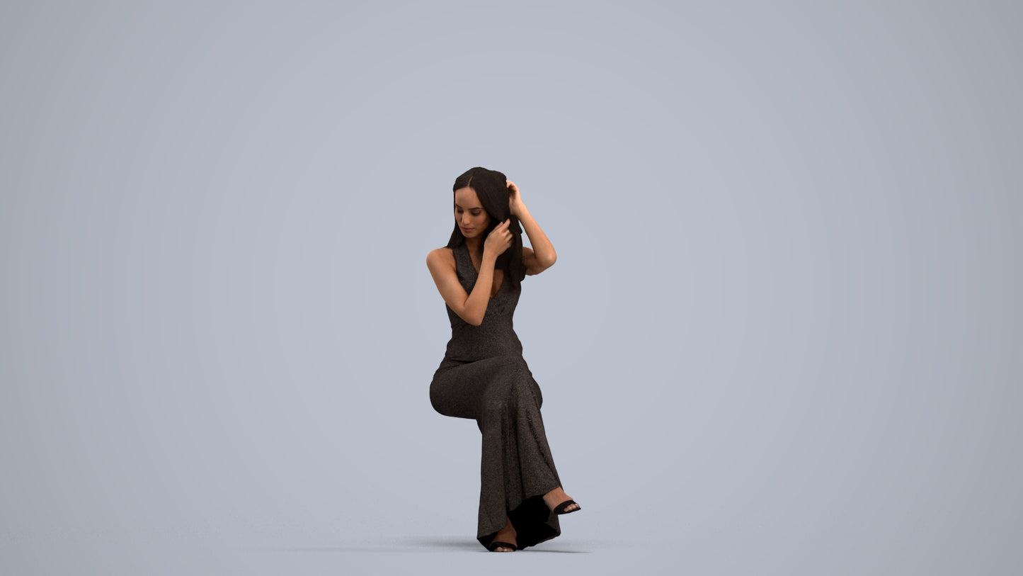 3D scanned woman formalaffairs formal, photorealistic archviz people for Enscape and SketchUp, standing pose render
