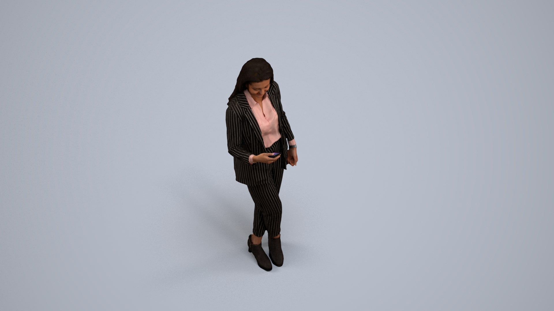 3D scanned woman business, photorealistic archviz people for Enscape and SketchUp, back view render