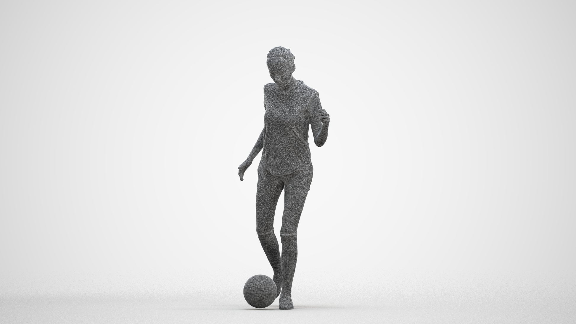 realistic 3D woman sport, scanned archviz people for Blender and 3ds Max, three-quarter front view render