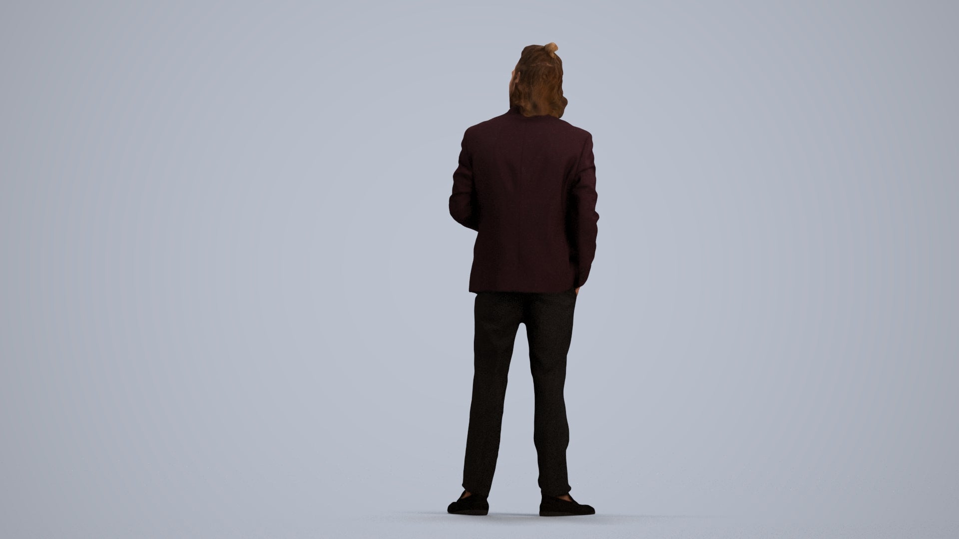 3D human model man formal formalaffairs, photogrammetry scanned person for archviz, front view render