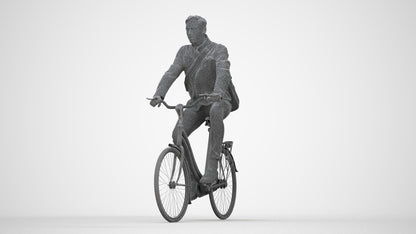 realistic 3D man casual cycling, scanned archviz people for Blender and 3ds Max, wireframe back view