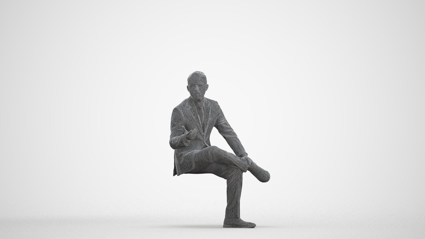 3D people model man business, scanned human for 3ds Max rendering, three-quarter front view render