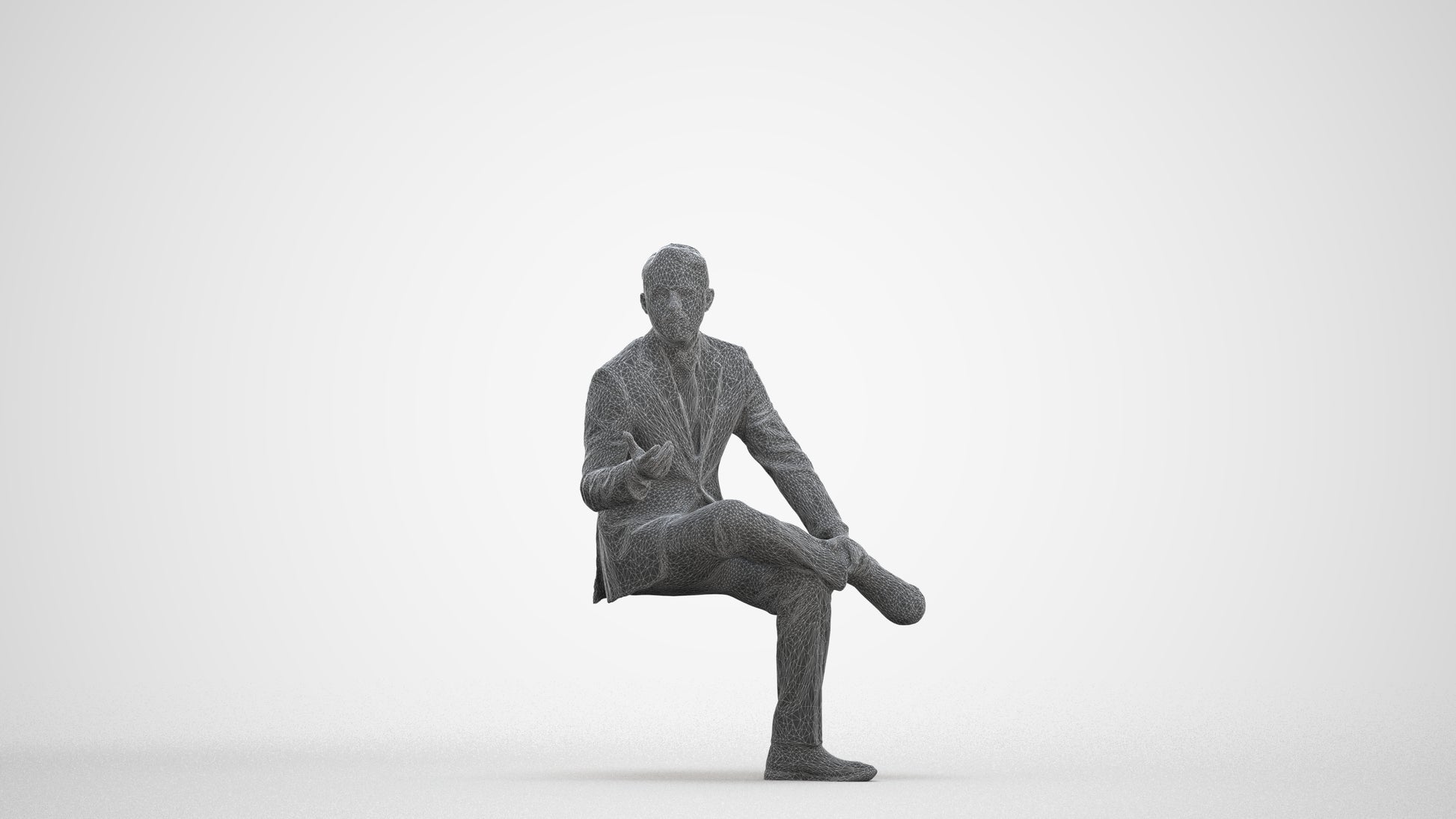 3D people model man business, scanned human for 3ds Max rendering, three-quarter front view render