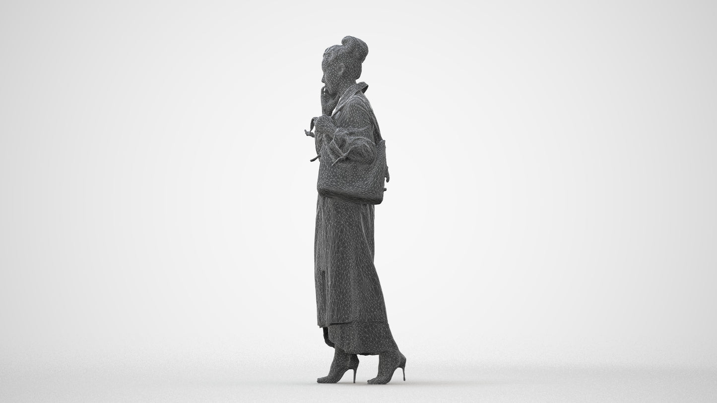 scanned 3D woman business standing, photogrammetry people for Enscape and V-Ray, square thumbnail