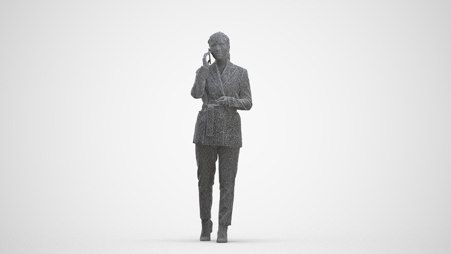 3D scanned woman business, photorealistic archviz people for Enscape and SketchUp, three-quarter front view render
