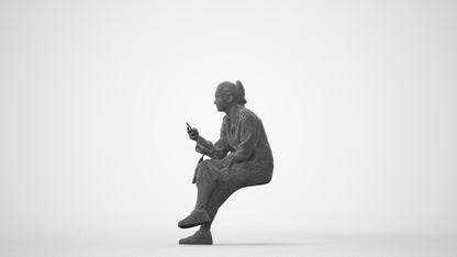 photogrammetry 3D woman casual sitting, realistic human model archviz FBX, square thumbnail
