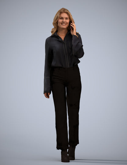 3D human model woman business, photogrammetry scanned person for archviz