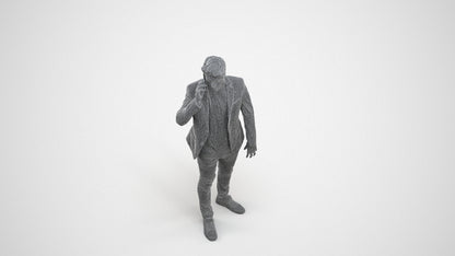 realistic 3D human man casual standing, archviz people FBX OBJ for Blender, wireframe three-quarter view