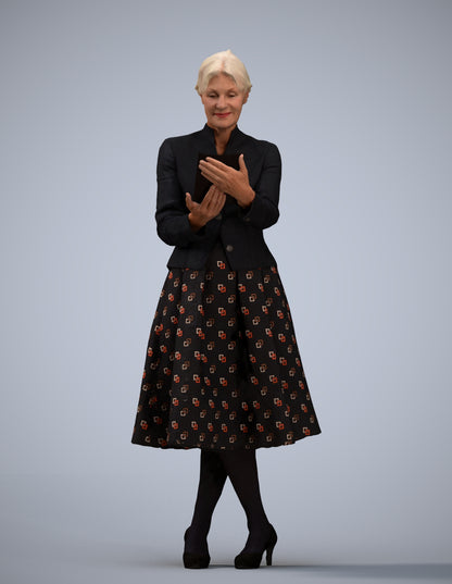 3D people model senior woman business standing, scanned human for 3ds Max rendering