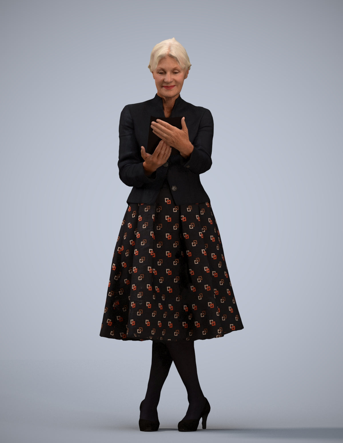 3D people model senior woman business standing, scanned human for 3ds Max rendering