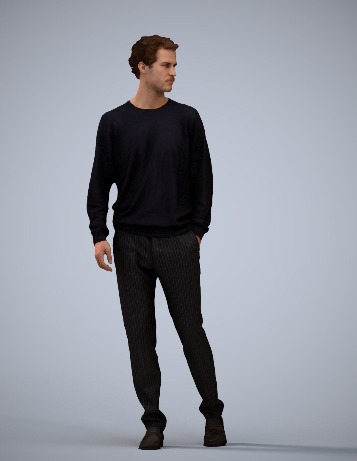 realistic 3D human man casual walking, archviz people FBX OBJ for Blender