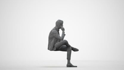 photogrammetry 3D man business, realistic human model archviz FBX, wireframe side view