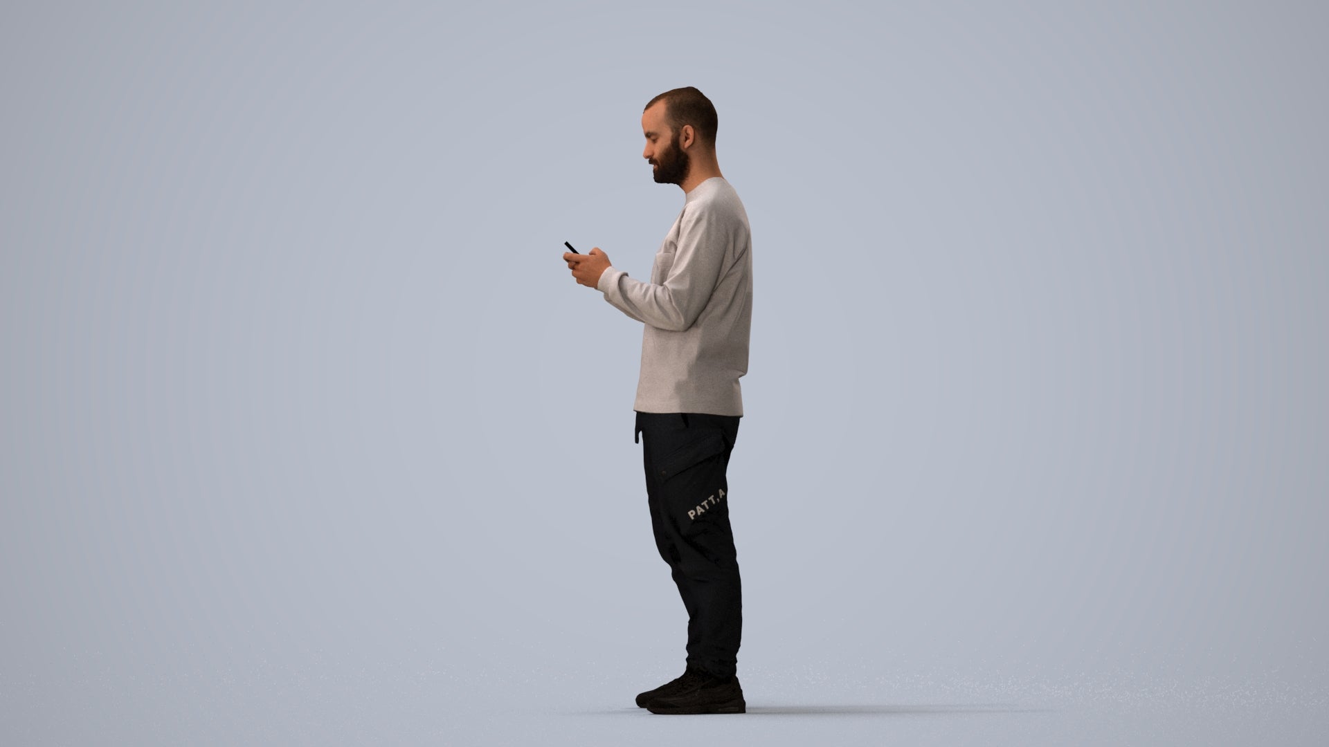 realistic 3D people man casual standing, render-ready for V-Ray and Corona, FBX OBJ, three-quarter view render