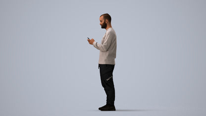 realistic 3D people man casual standing, render-ready for V-Ray and Corona, FBX OBJ, three-quarter view render
