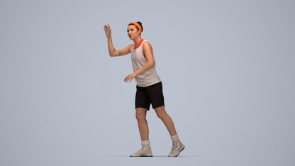 realistic 3D woman sport, scanned archviz people for Blender and 3ds Max, top-down view render