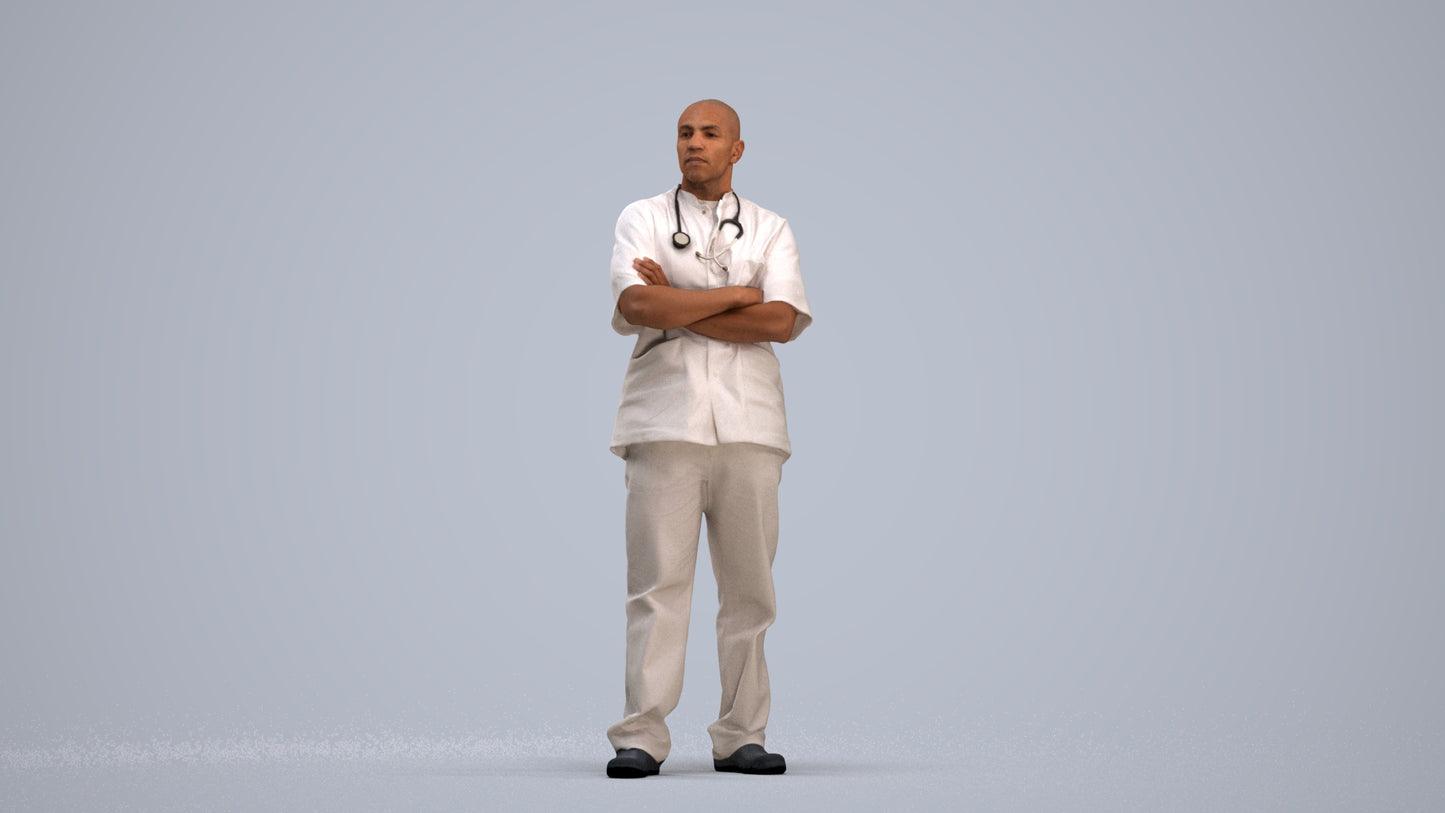 scanned 3D man medical, photogrammetry people for Enscape and V-Ray, standing pose render