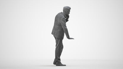 realistic 3D human man business, archviz people FBX OBJ for Blender, wireframe side view
