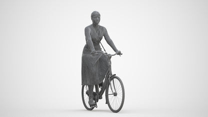 photogrammetry 3D woman casual cycling, realistic human model archviz FBX, three-quarter front view render
