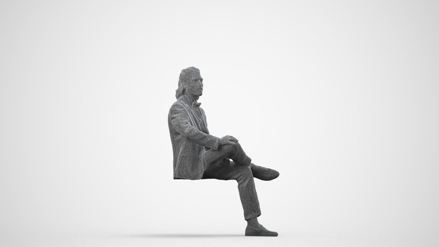 scanned 3D man formal formalaffairs, photogrammetry people for Enscape and V-Ray, wireframe side view