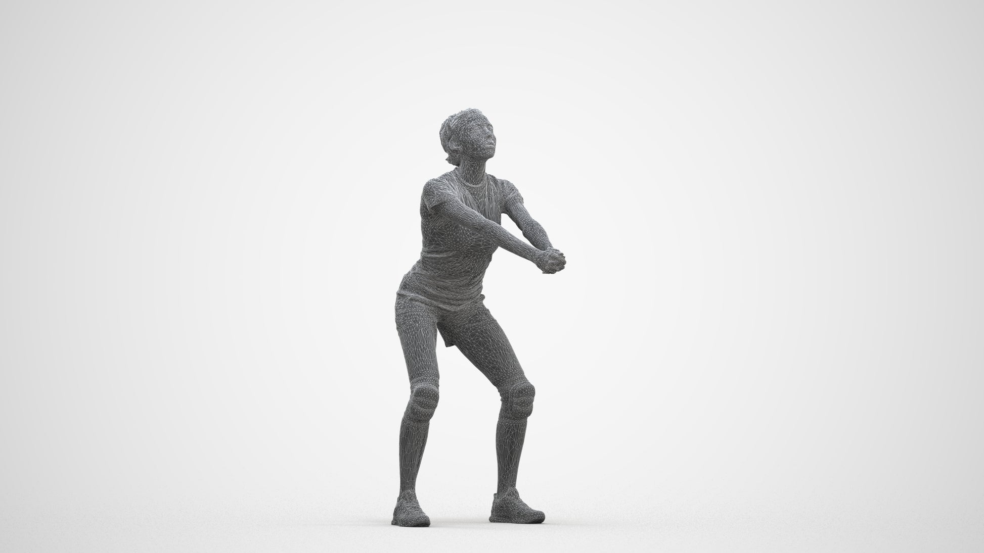 scanned 3D woman sport, photogrammetry people for Enscape and V-Ray, three-quarter front view render