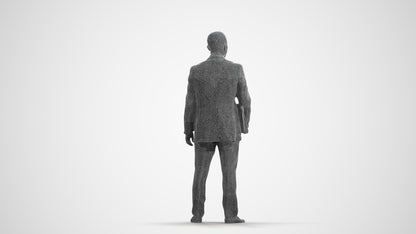 3D people model man business, scanned human for 3ds Max rendering, wireframe front view