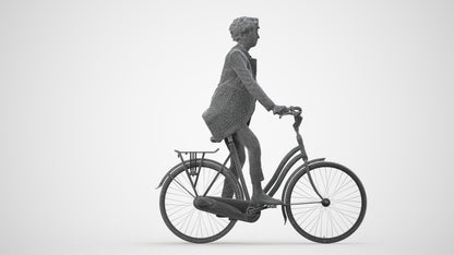 realistic 3D people woman business cycling, render-ready for V-Ray and Corona, FBX OBJ, wireframe side view