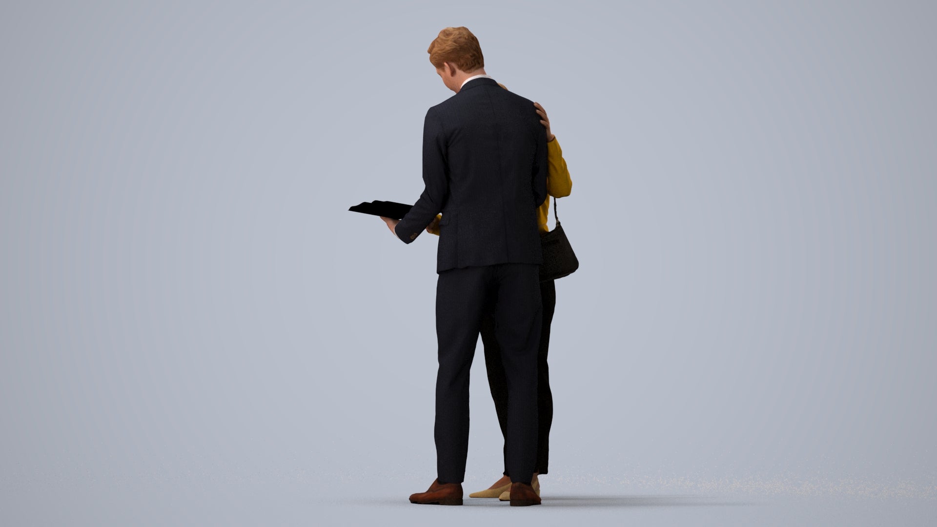 scanned 3D woman business, photogrammetry people for Enscape and V-Ray, three-quarter view render