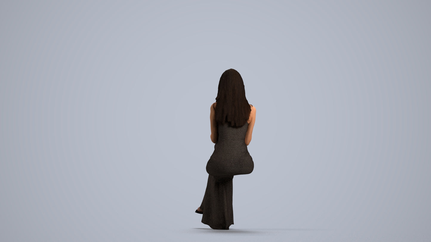 realistic 3D human woman formal formalaffairs, archviz people FBX OBJ for Blender, front view render
