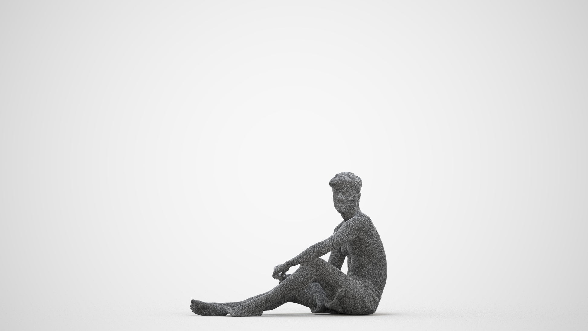realistic 3D human man pool, archviz people FBX OBJ for Blender, three-quarter front view render