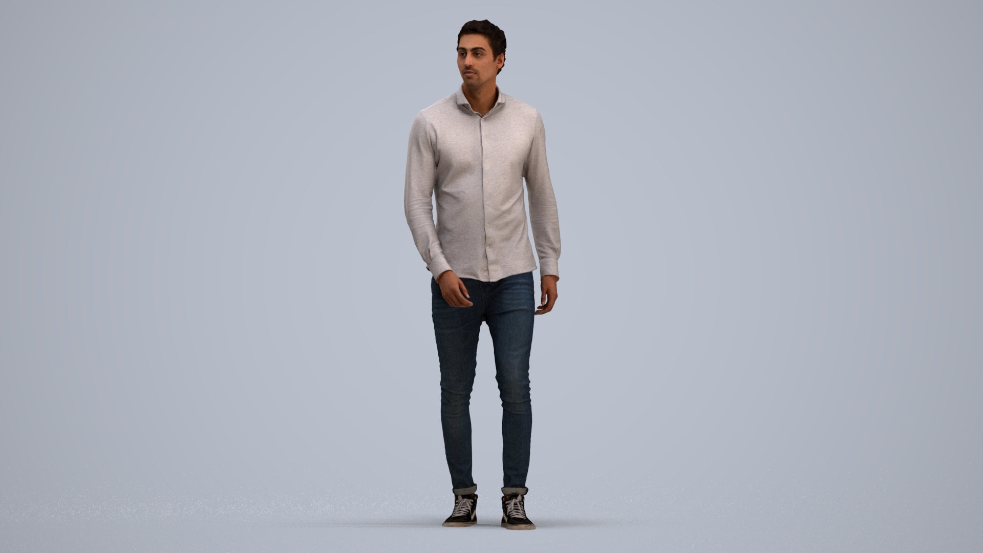 realistic 3D man casual walking, scanned archviz people for Blender and 3ds Max, standing pose render