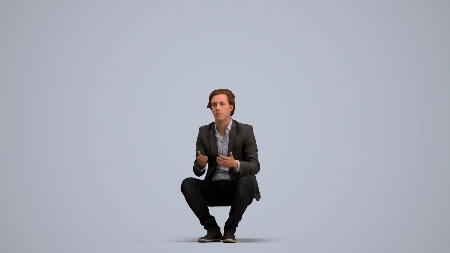 realistic 3D people man business, render-ready for V-Ray and Corona, FBX OBJ, standing pose render