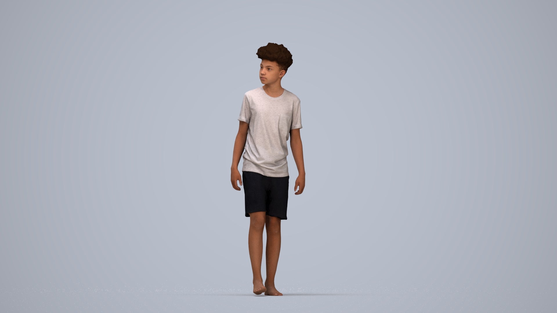 realistic 3D boy casual kids, scanned archviz people for Blender and 3ds Max, top-down view render