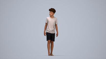 realistic 3D boy casual kids, scanned archviz people for Blender and 3ds Max, top-down view render
