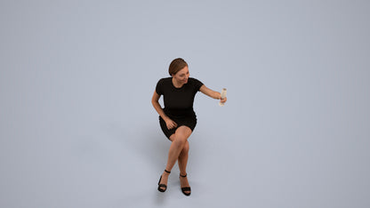 realistic 3D woman sitting, scanned archviz people for Blender and 3ds Max, back view render