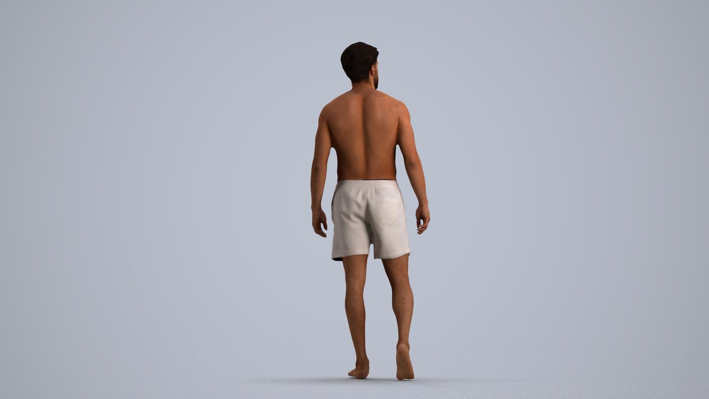 realistic 3D people man pool, render-ready for V-Ray and Corona, FBX OBJ, front view render