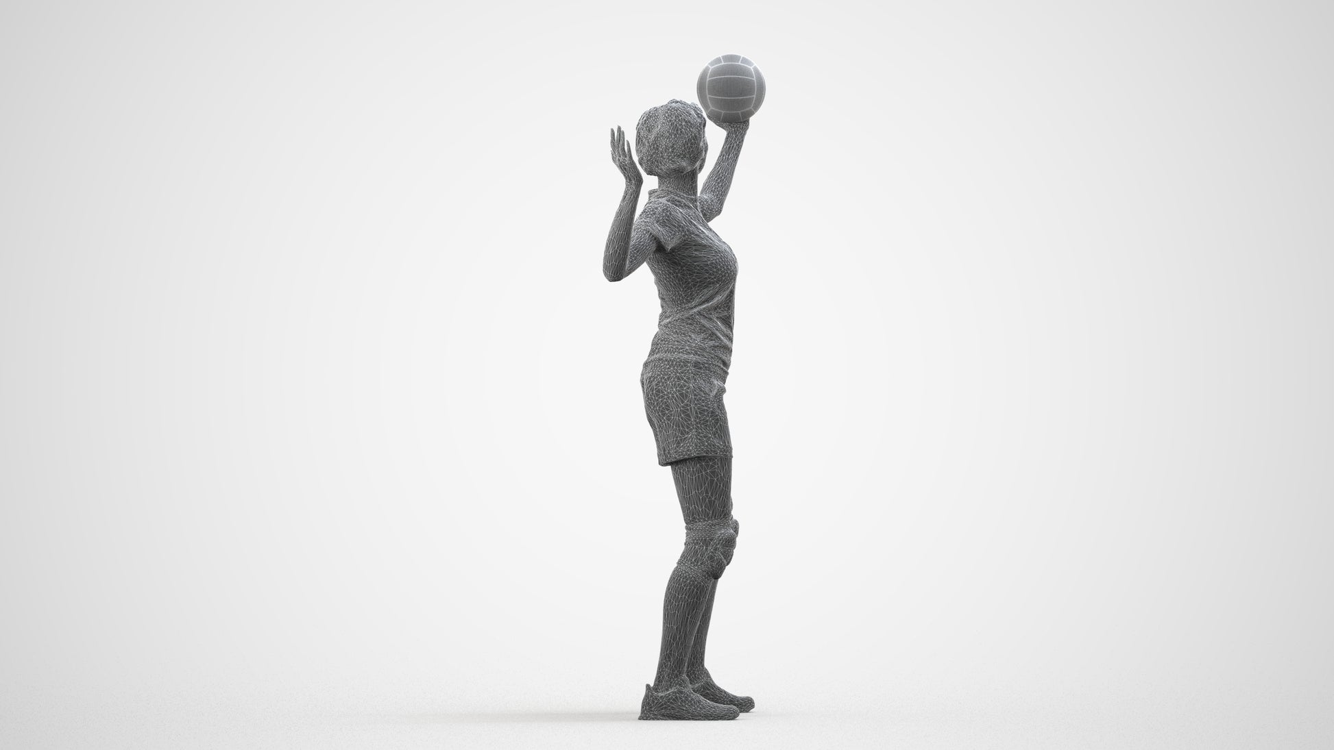 realistic 3D people woman sport, render-ready for V-Ray and Corona, FBX OBJ, wireframe side view