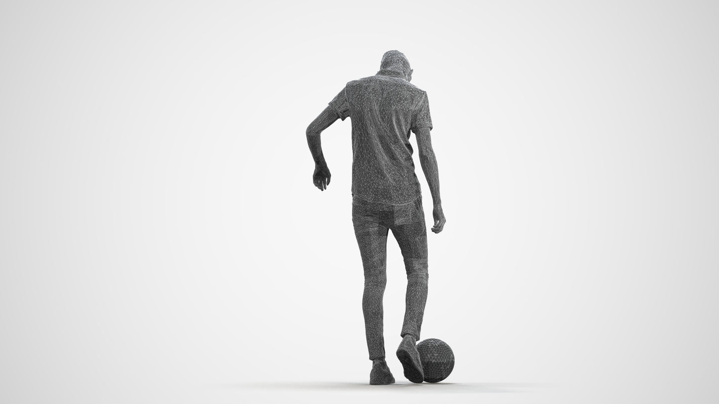 3D human model man sport standing, photogrammetry scanned person for archviz, wireframe front view