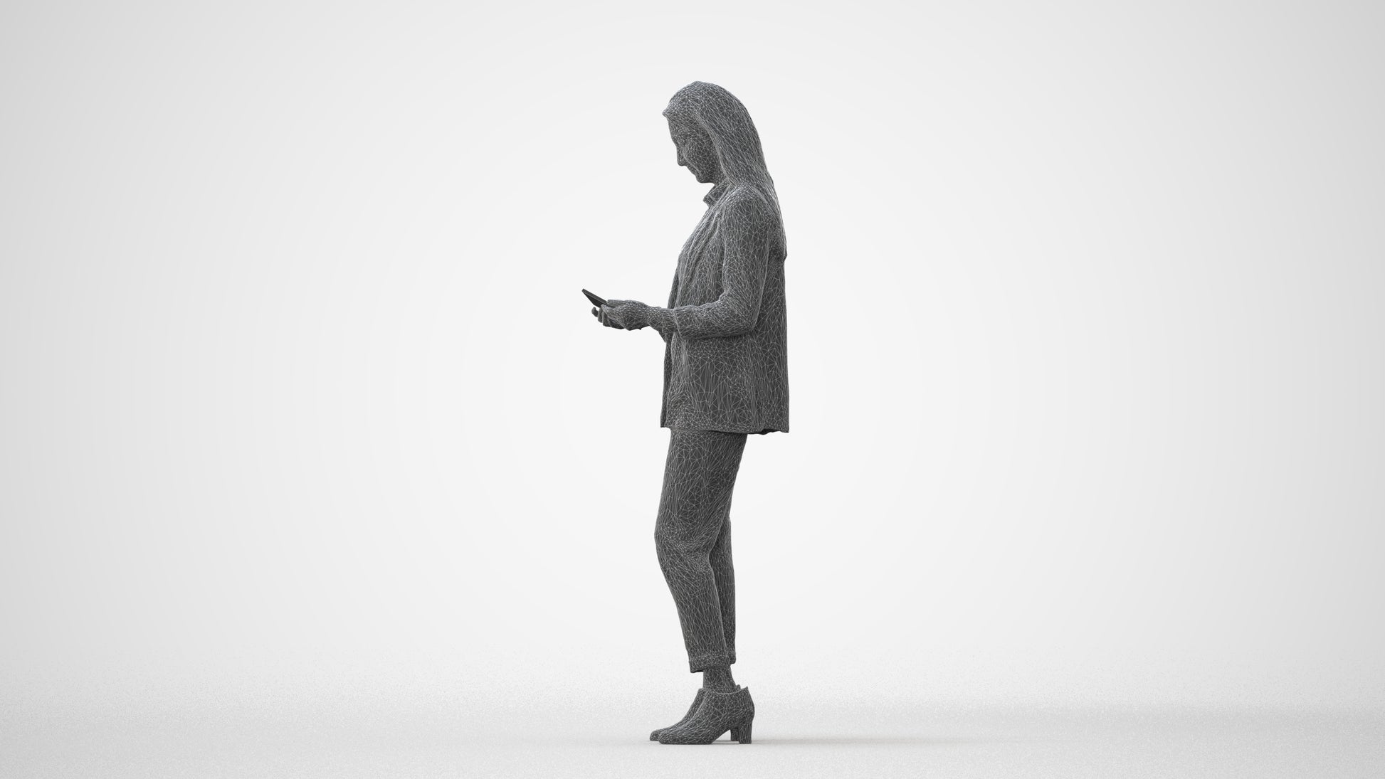 3D human model woman business, photogrammetry scanned person for archviz, square thumbnail