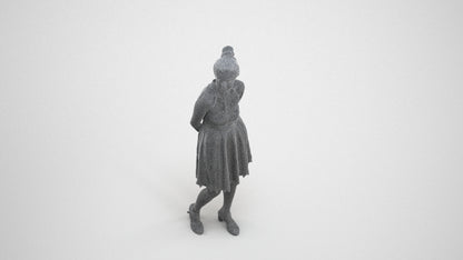 realistic 3D people woman formal standing, render-ready for V-Ray and Corona, FBX OBJ, wireframe three-quarter view