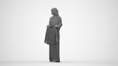 scanned 3D woman standing, photogrammetry people for Enscape and V-Ray, wireframe back view