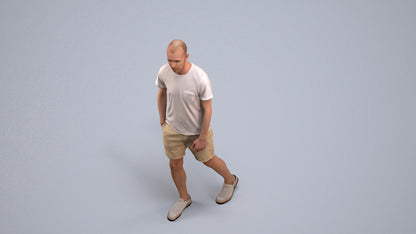 3D people model man casual walking, scanned human for 3ds Max rendering, back view render