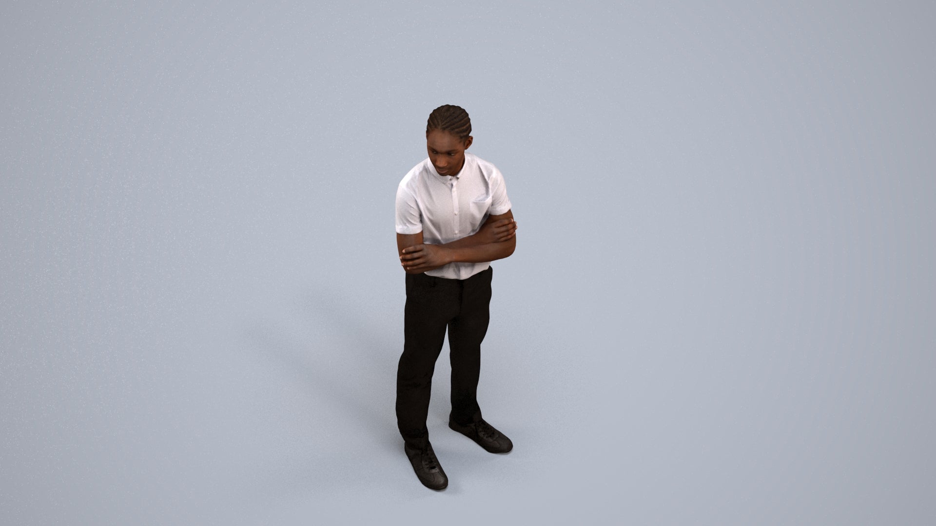 realistic 3D boy hospitality, scanned archviz people for Blender and 3ds Max, back view render