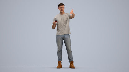 realistic 3D man casual standing, scanned archviz people for Blender and 3ds Max, standing pose render
