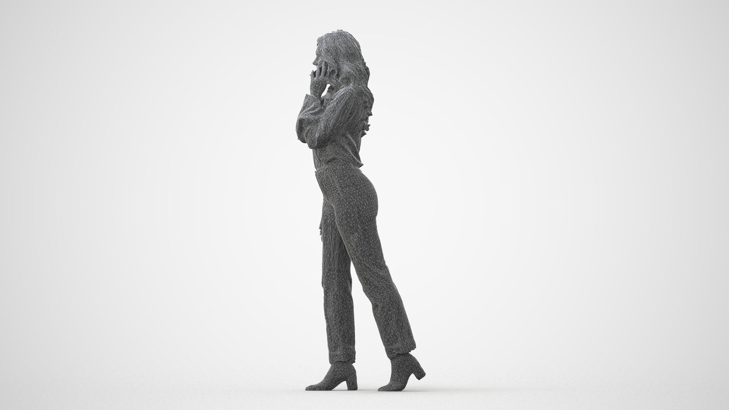 3D human model woman business, photogrammetry scanned person for archviz, square thumbnail