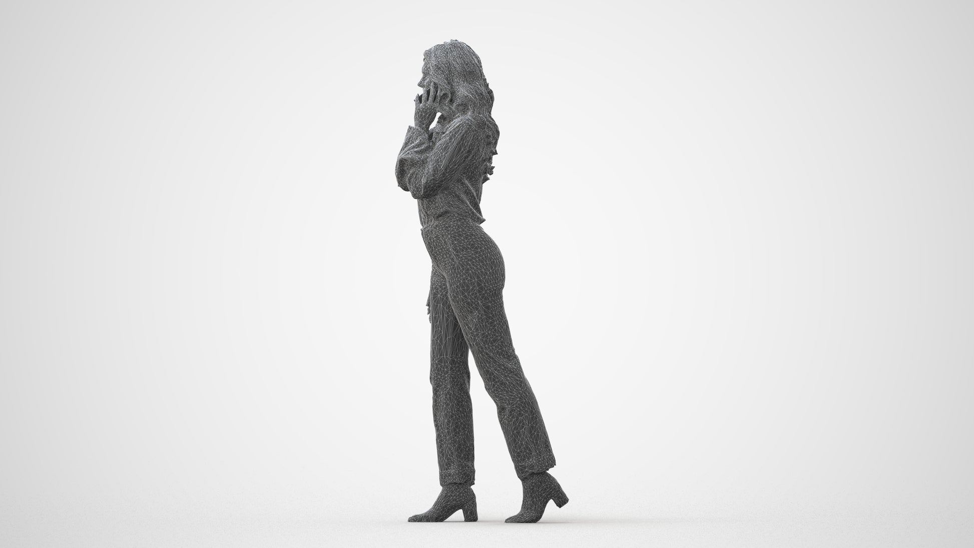3D human model woman business, photogrammetry scanned person for archviz, square thumbnail