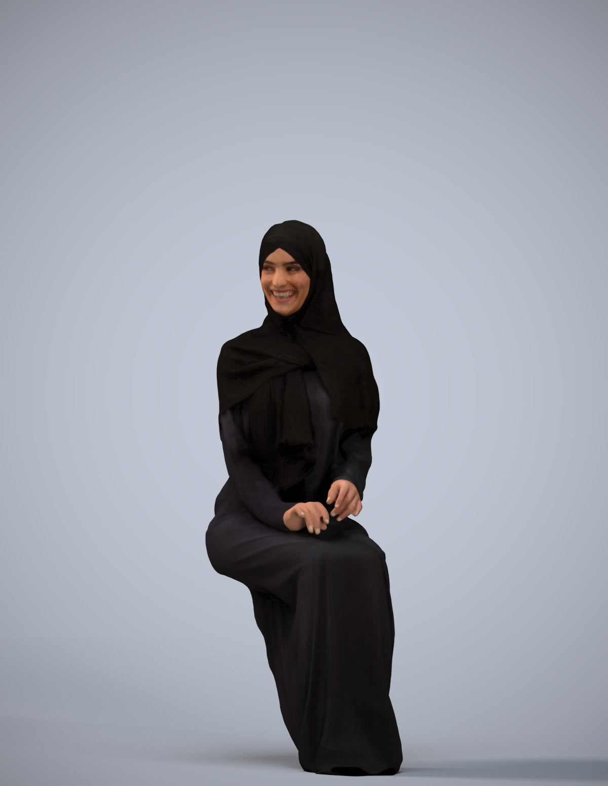 realistic 3D human woman sitting, archviz people FBX OBJ for Blender